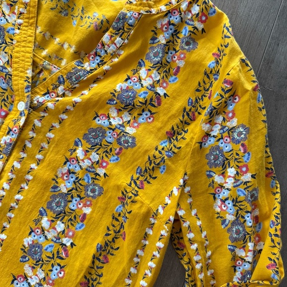 Old Navy Mustard Yellow Floral Long Sleeve Blouse - Picture 5 of 6
